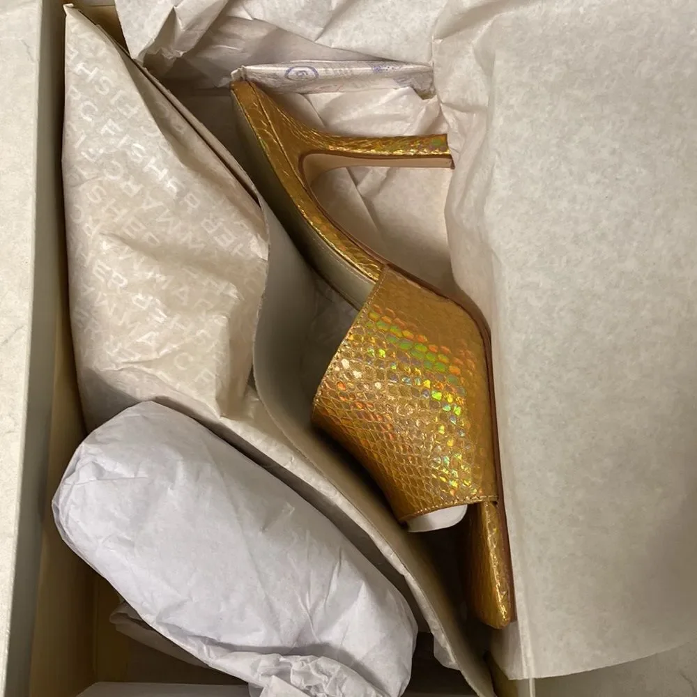 Marc Fisher Metallic Heeled Slides - Picture 3 of 3